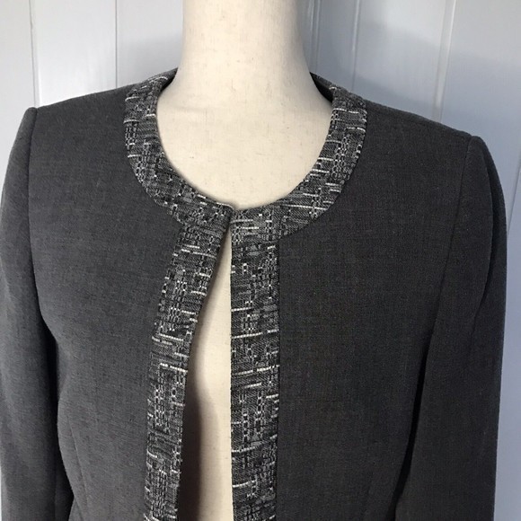Tahari Arthur S. Levine Size‎ 8 Gray w/ Gray Multi Trim Jacket Long Sleeve - Picture 4 of 13
